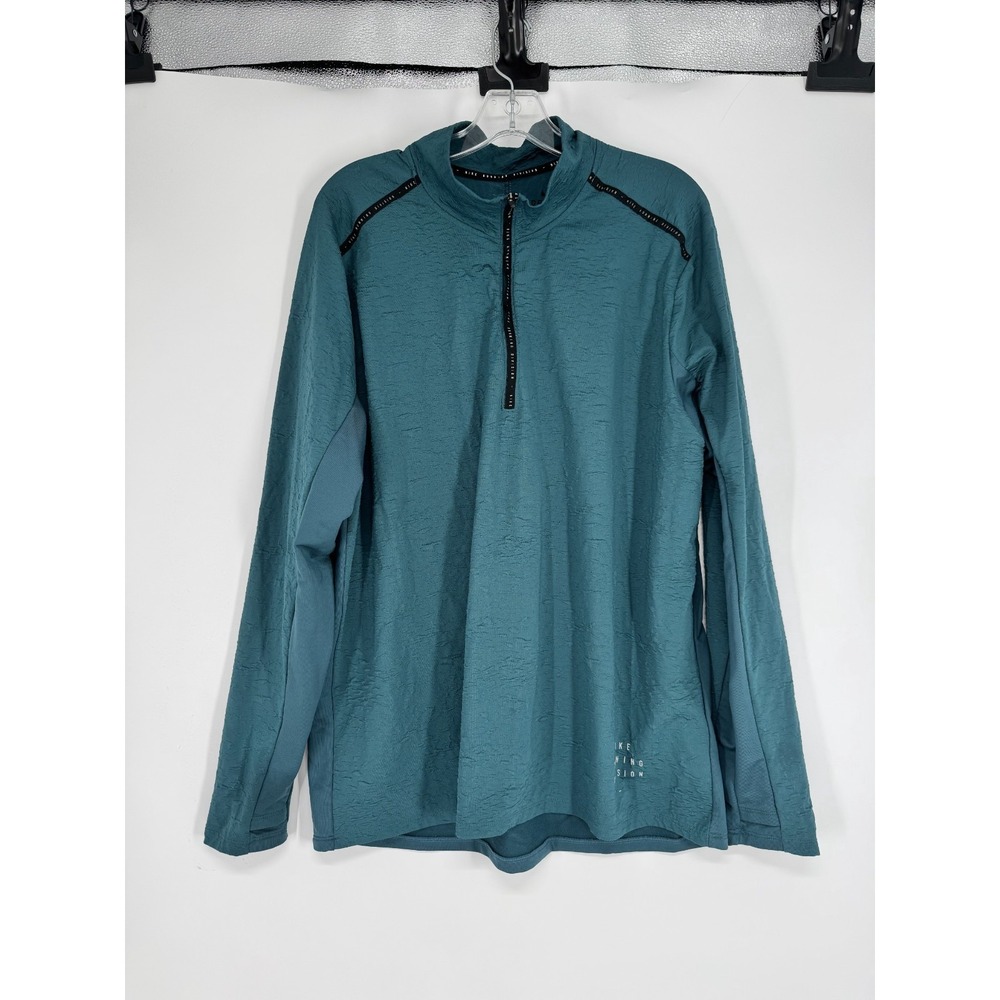 Nike Dri Fit Running Division Top Mens XL Green Pullover 1/2 Half Zip DA0430-393
